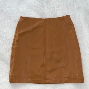 NWT Faux Leather Brown Skirt - Size Small